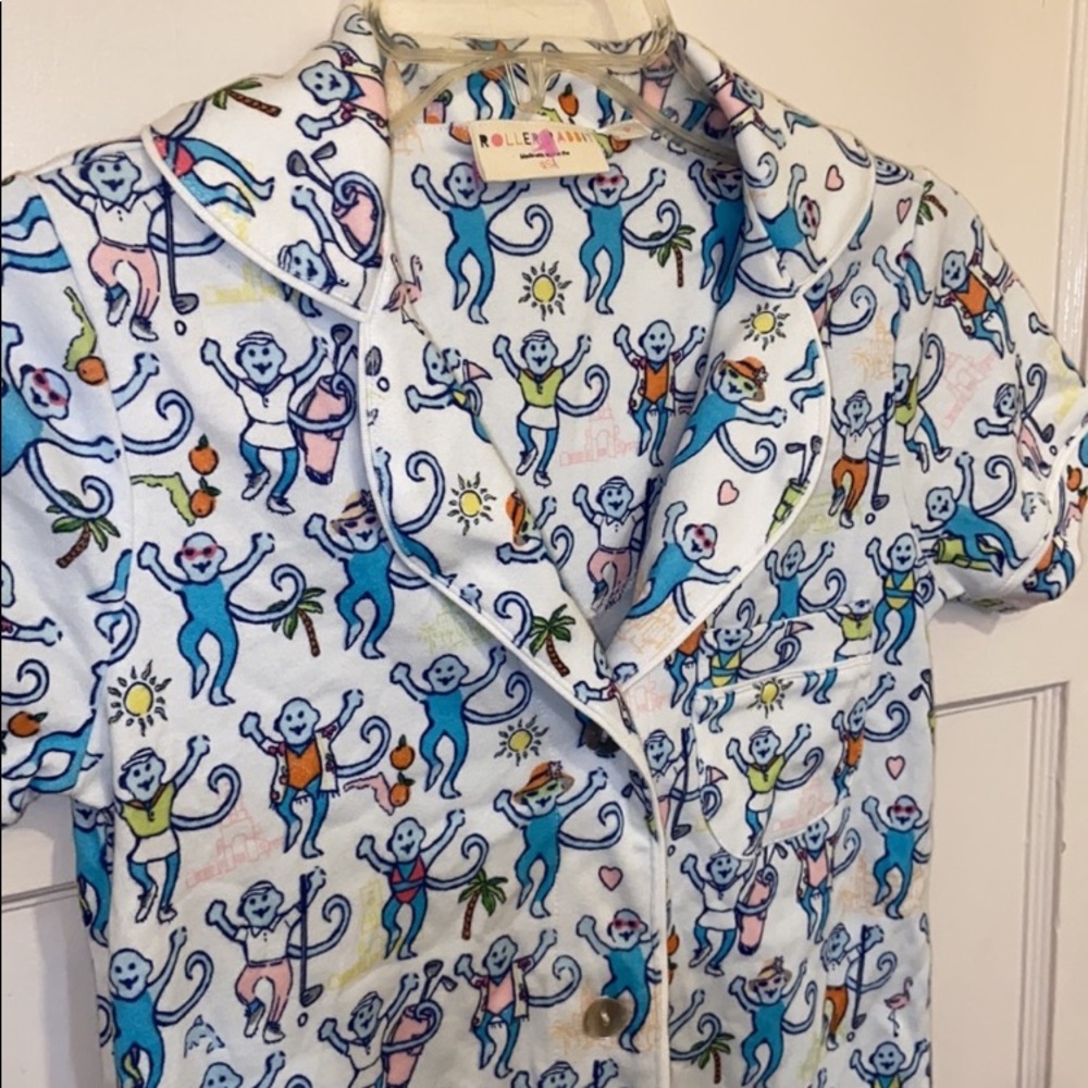 NEW ROLLER RABBIT PALM BEACH MONKEY POLO PAJAMAS TOP SZ M FLORIDA Preppy COTTON - Picture 6 of 14